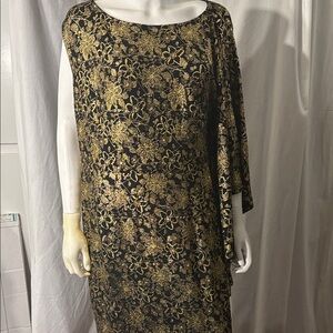 Elegant Black and Gold Floral Dress
